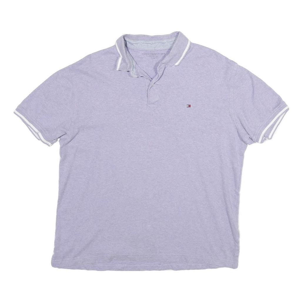 TOMMY HILFIGER Mens Light Purple Polo Shirt Short Sleeve Cotton L Casual Top