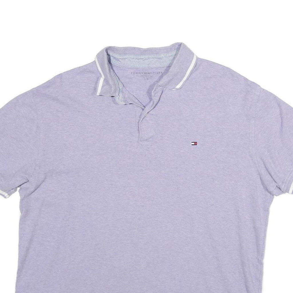 TOMMY HILFIGER Mens Light Purple Polo Shirt Short Sleeve Cotton L Casual Top