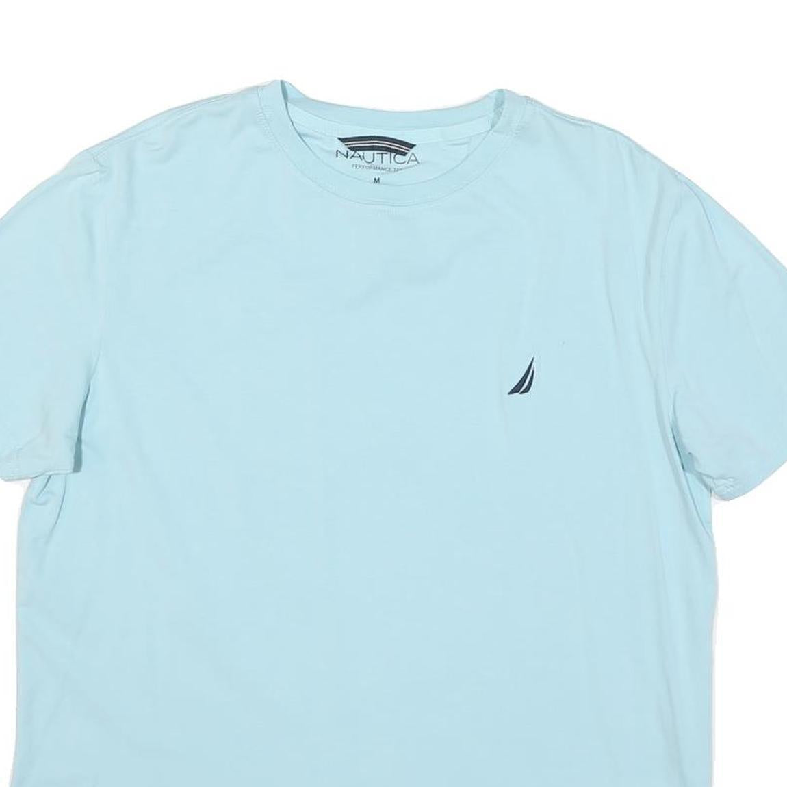 NAUTICA Mens Light Blue Graphic T-Shirt L Short Sleeve Crew Neck Cotton Blend