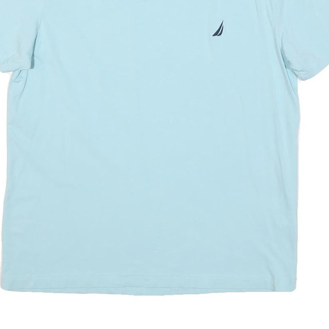 NAUTICA Mens Light Blue Graphic T-Shirt L Short Sleeve Crew Neck Cotton Blend