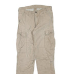 CARHARTT Mens Regular Beige Cargo Cotton Blend Trousers W32 L32 Workwear