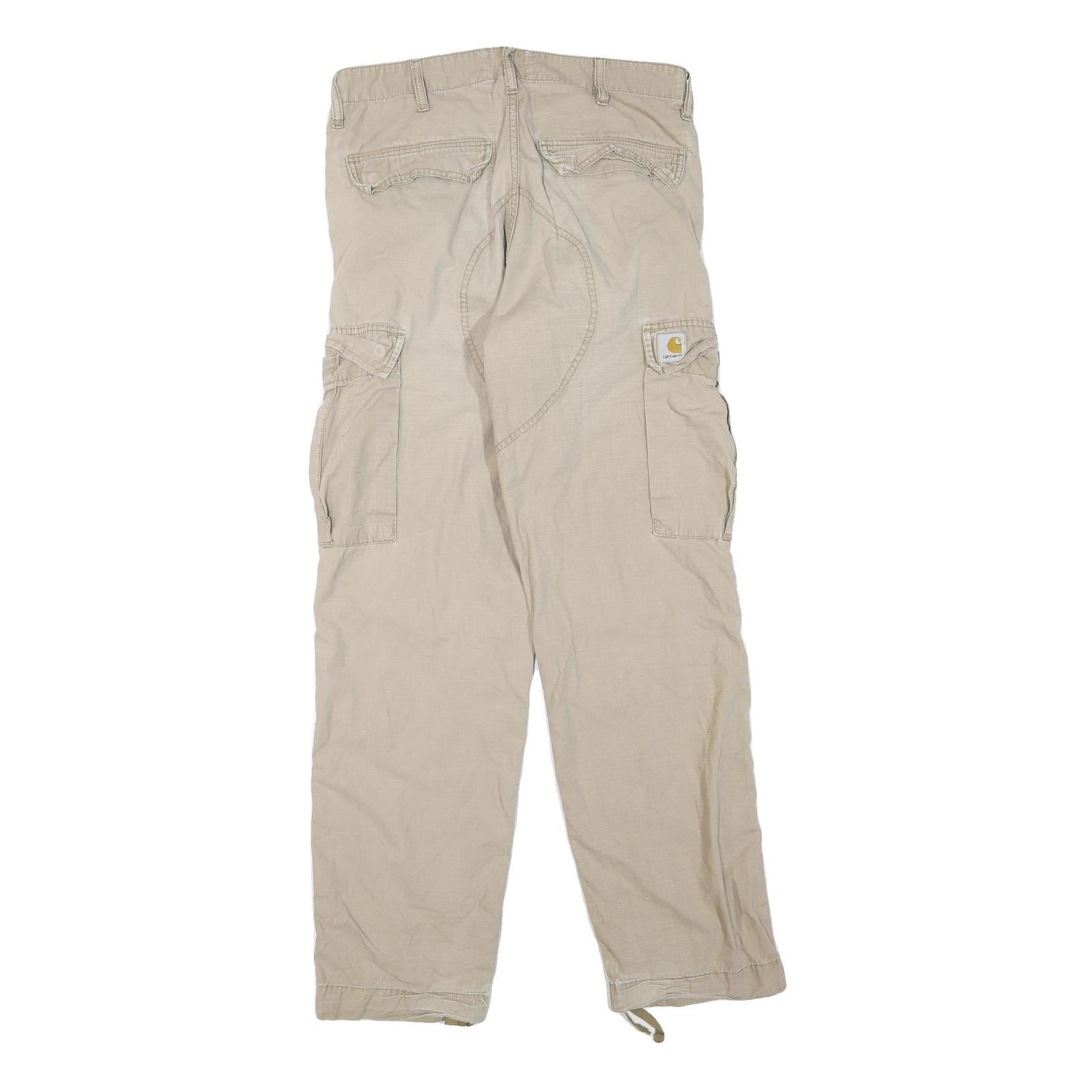 CARHARTT Mens Regular Beige Cargo Cotton Blend Trousers W32 L32 Workwear