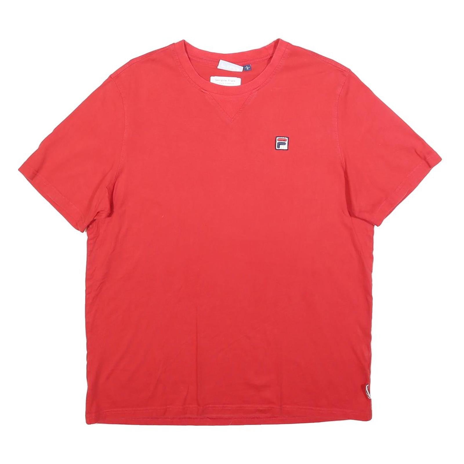 FILA Mens Red T-Shirt L Short Sleeve Crew Neck Classic Cotton Blend Casual