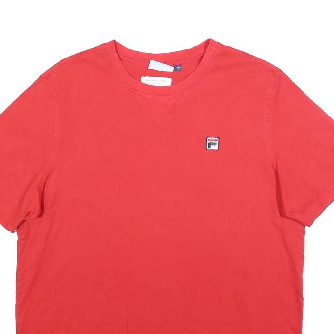 FILA Mens Red T-Shirt L Short Sleeve Crew Neck Classic Cotton Blend Casual
