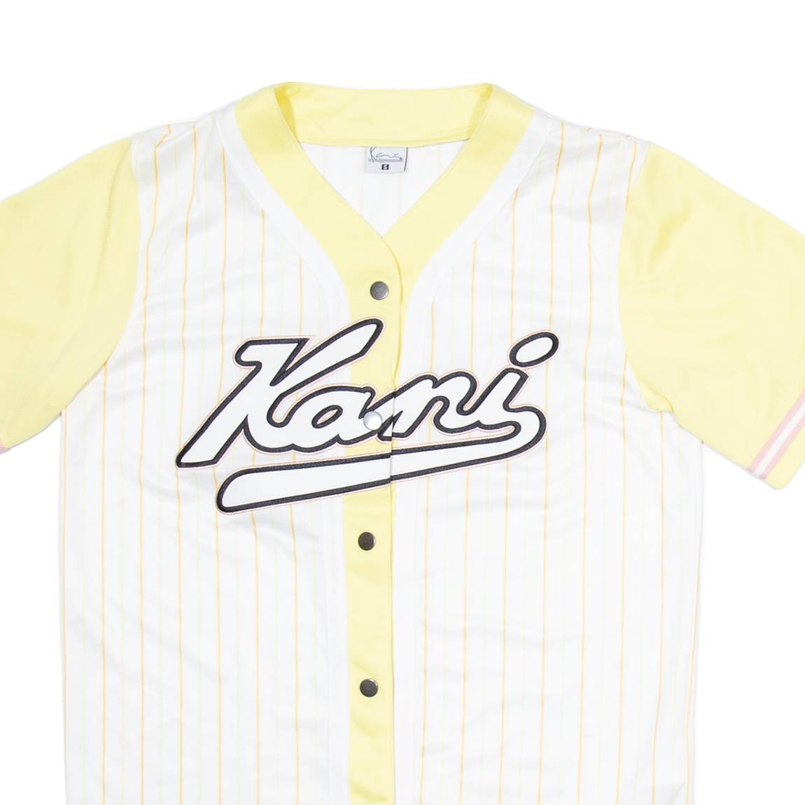 KARL KANI Womens Jersey White USA Button Neck S