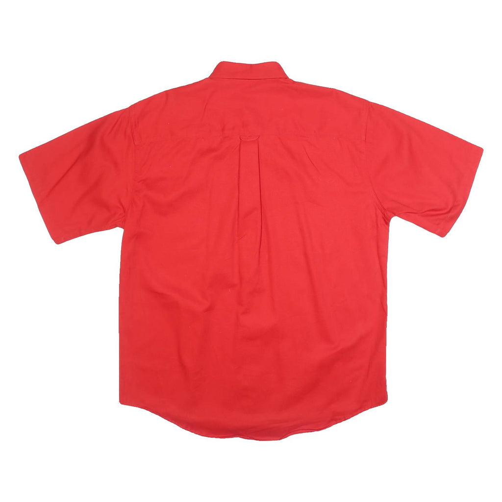 CHASE AUTHENTICS Mens Red Sears Point Short Sleeve Shirt L Button Collar Cotton