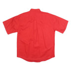 CHASE AUTHENTICS Mens Red Sears Point Short Sleeve Shirt L Button Collar Cotton