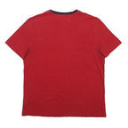 TOMMY HILFIGER Mens Red & Navy Logo Graphic T-Shirt L Short Sleeve Crew Neck