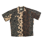 COOKE STREET Mens Black & Beige Leaf Print Cotton Shirt M Summer Casual Short