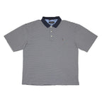 TOMMY HILFIGER Mens Blue & White Striped Short Sleeve Polo Shirt XL Cotton