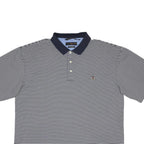 TOMMY HILFIGER Mens Blue & White Striped Short Sleeve Polo Shirt XL Cotton