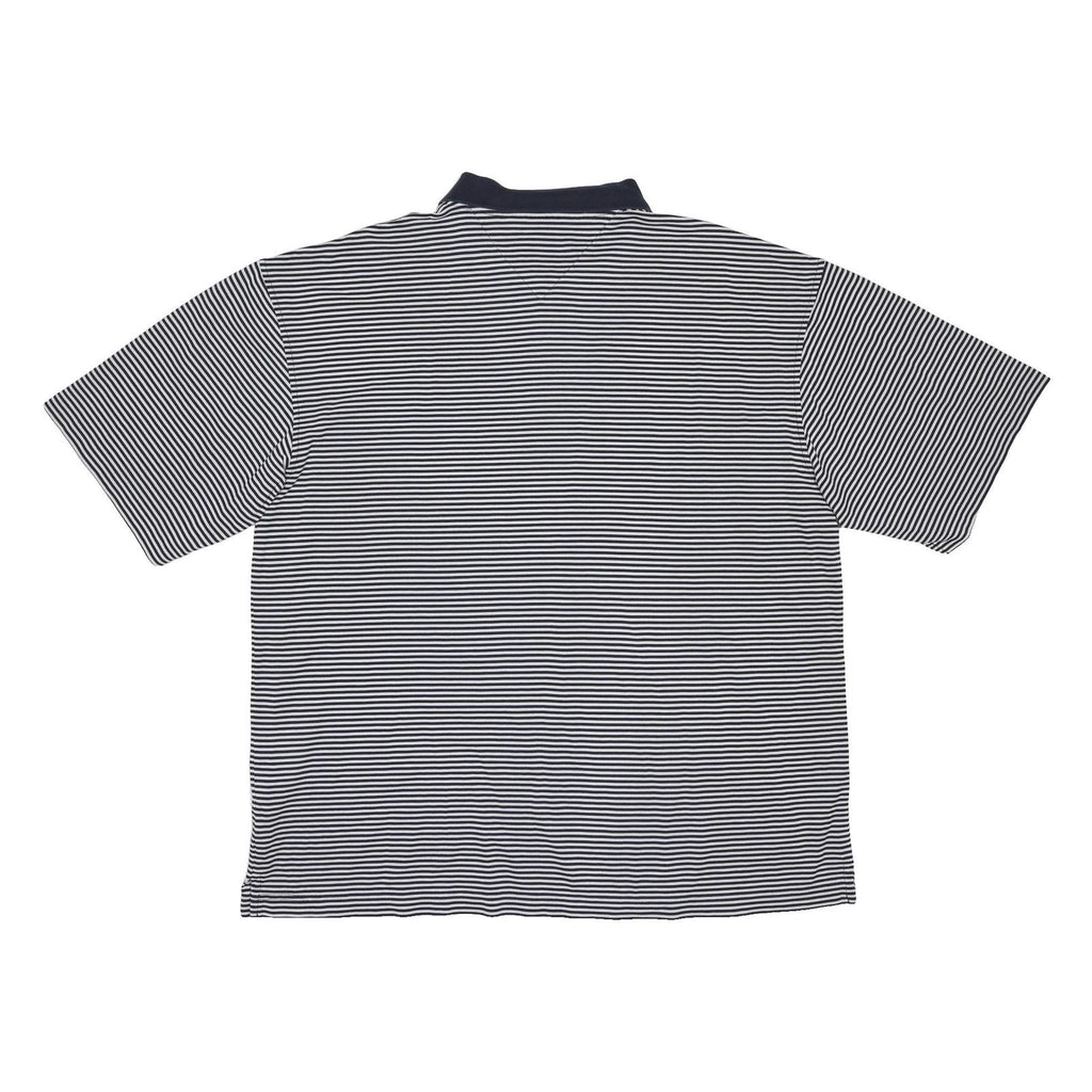 TOMMY HILFIGER Mens Blue & White Striped Short Sleeve Polo Shirt XL Cotton