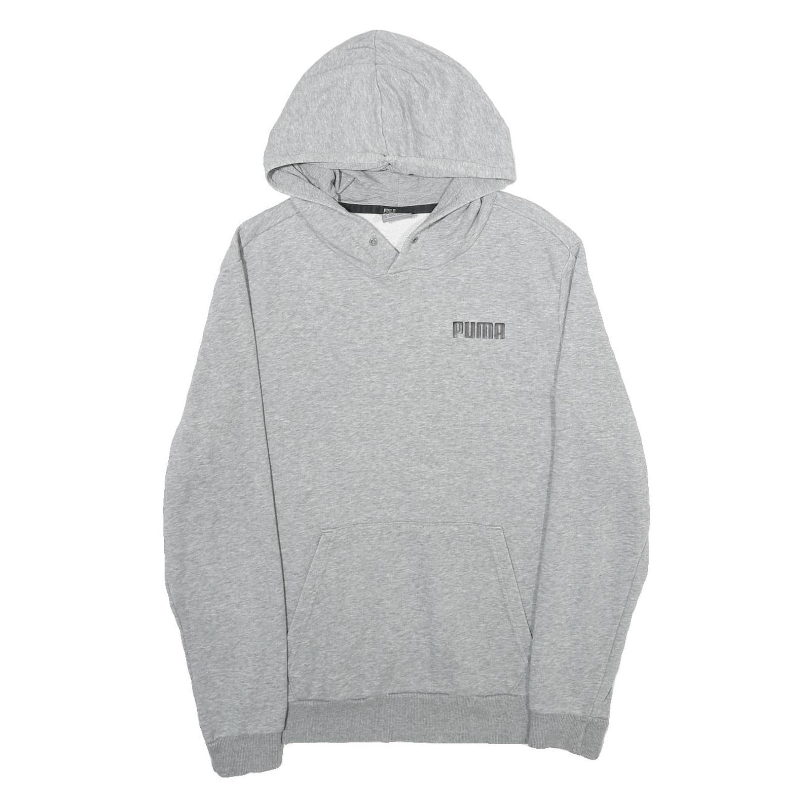 PUMA Mens Grey Hoodie S Cotton Blend Pullover Casual Sports Sweatshirt