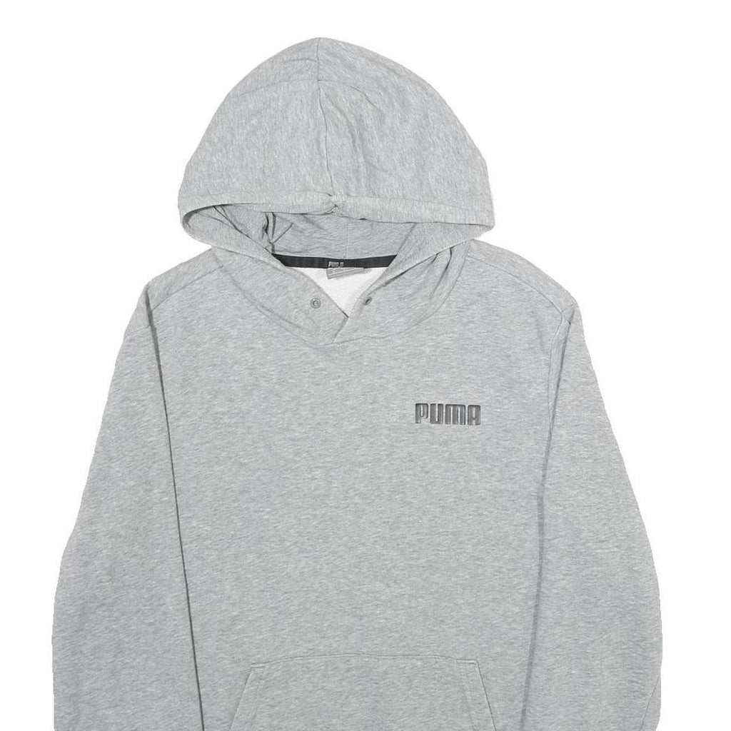 PUMA Mens Grey Hoodie S Cotton Blend Pullover Casual Sports Sweatshirt