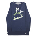 MAJESTIC Womens Blue Seattle Seahawks Lace Up Neck M Cotton Blend Sweatshirt