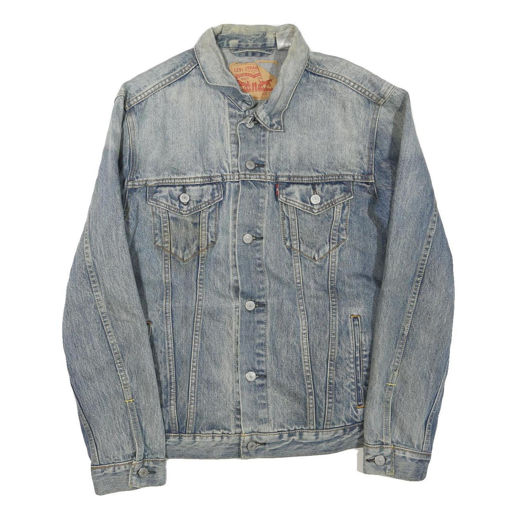 LEVI'S Mens Blue Denim Jacket L Cotton Blend Button Closure Classic Fit Fashion