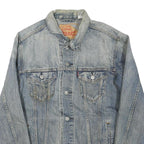 LEVI'S Mens Blue Denim Jacket L Cotton Blend Button Closure Classic Fit Fashion