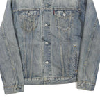 LEVI'S Mens Blue Denim Jacket L Cotton Blend Button Closure Classic Fit Fashion