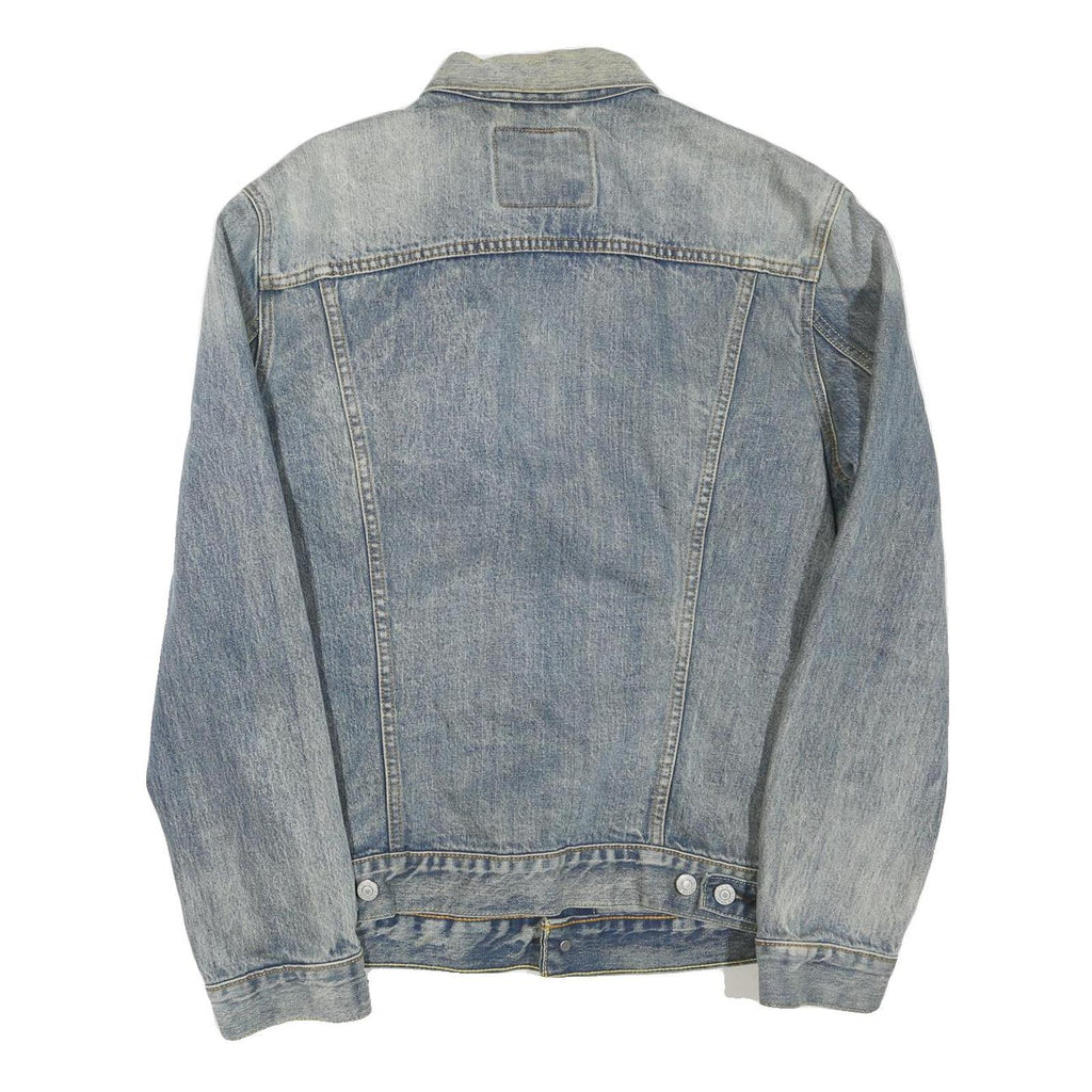 LEVI'S Mens Blue Denim Jacket L Cotton Blend Button Closure Classic Fit Fashion