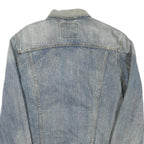 LEVI'S Mens Blue Denim Jacket L Cotton Blend Button Closure Classic Fit Fashion