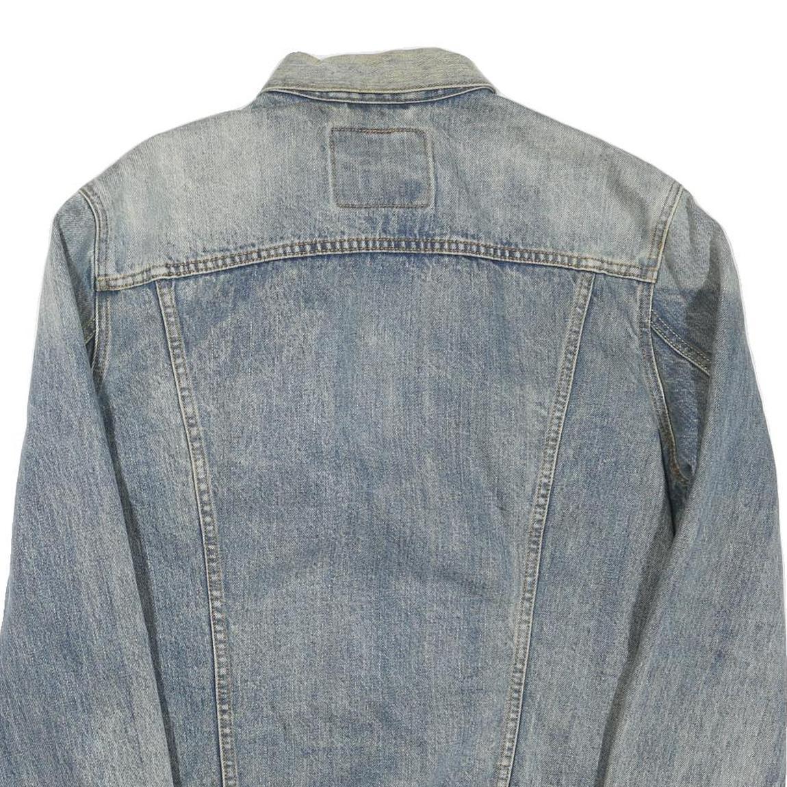 LEVI'S Mens Blue Denim Jacket L Cotton Blend Button Closure Classic Fit Fashion