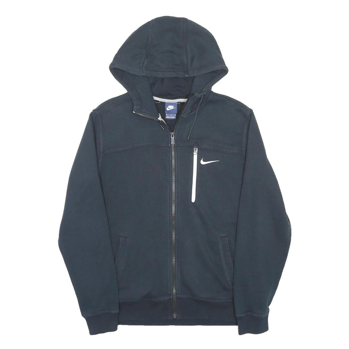 NIKE Mens Black Full Zip Hoodie M Cotton Blend Casual Sportswear Jacket