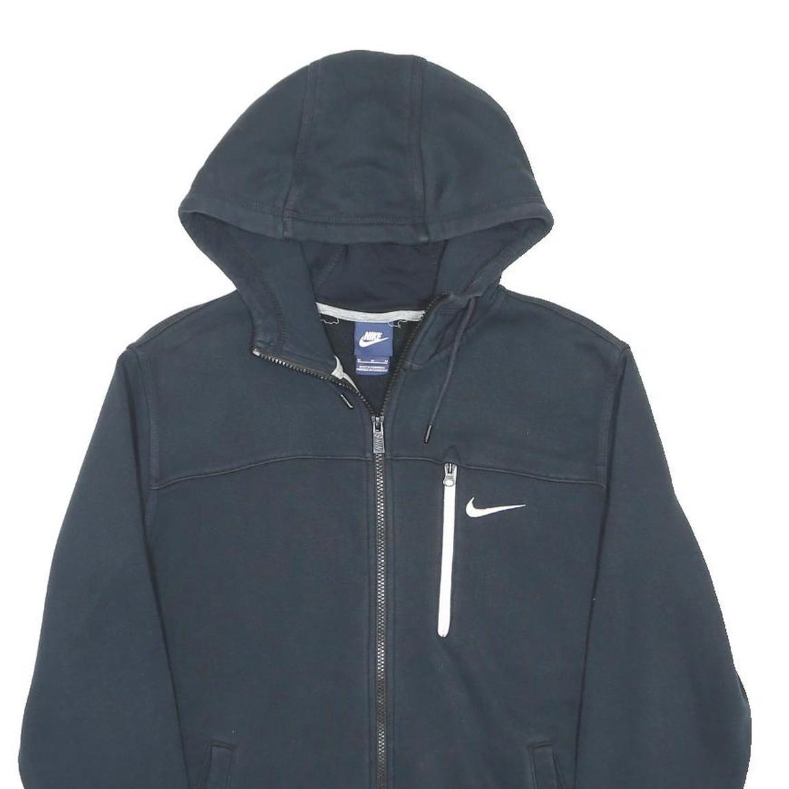 NIKE Mens Black Full Zip Hoodie M Cotton Blend Casual Sportswear Jacket
