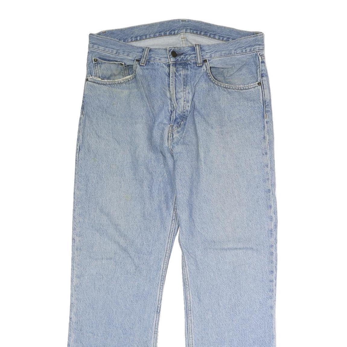 CARHARTT Mens Regular Fit Button Closure Light Blue Denim Jeans W36 L29 Classic