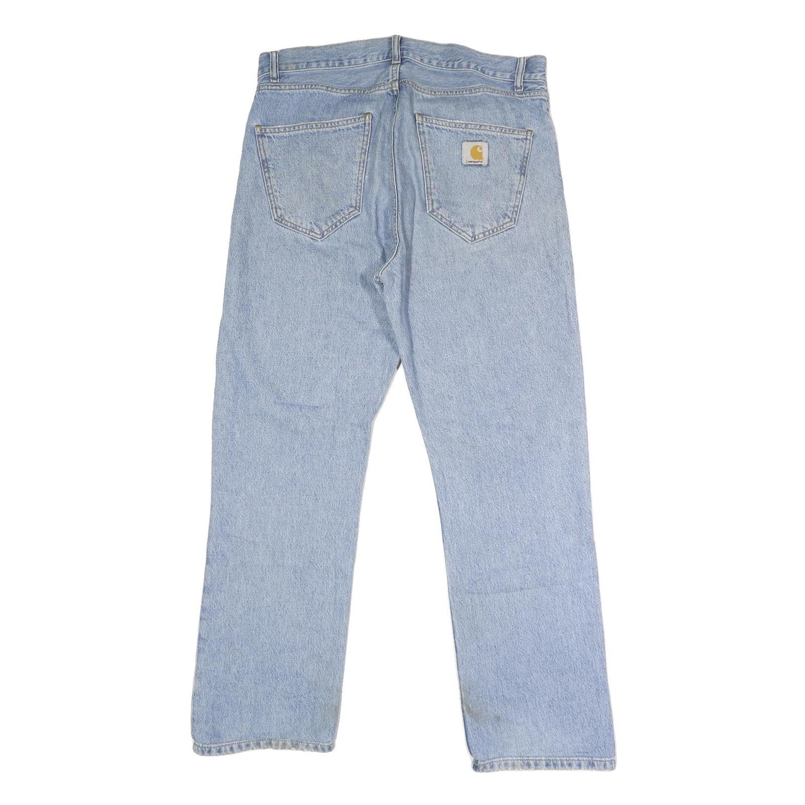 CARHARTT Mens Regular Fit Button Closure Light Blue Denim Jeans W36 L29 Classic