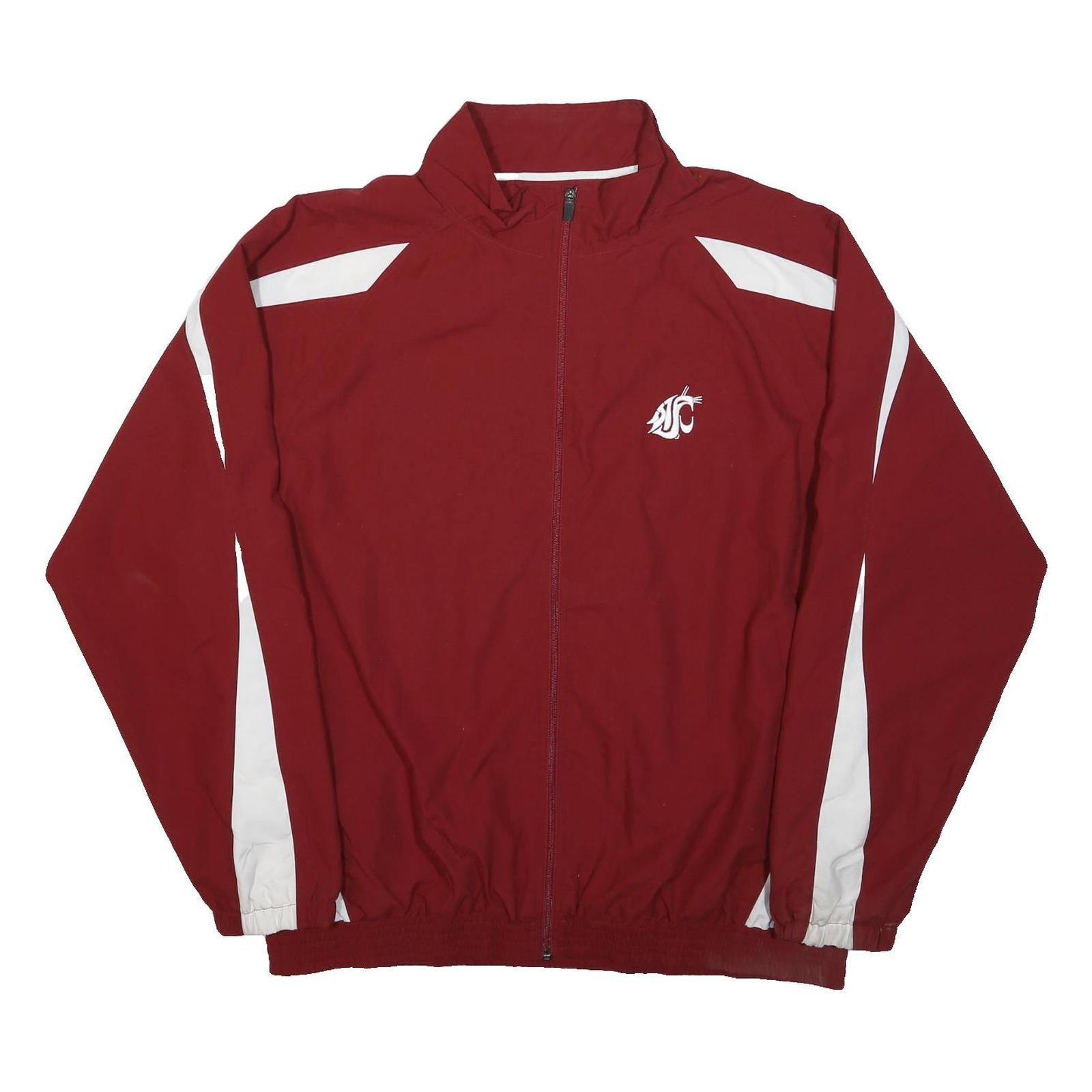 RUSSELL ATHLETIC Mens Maroon & White Track Jacket XL Polyester Zip Athletic