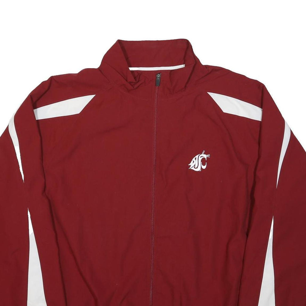 RUSSELL ATHLETIC Mens Maroon & White Track Jacket XL Polyester Zip Athletic