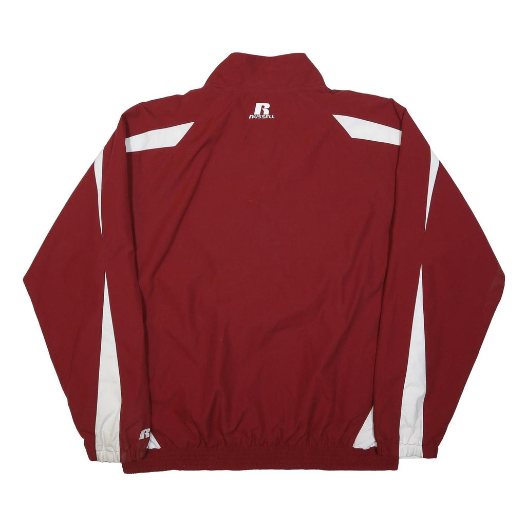 RUSSELL ATHLETIC Mens Maroon & White Track Jacket XL Polyester Zip Athletic