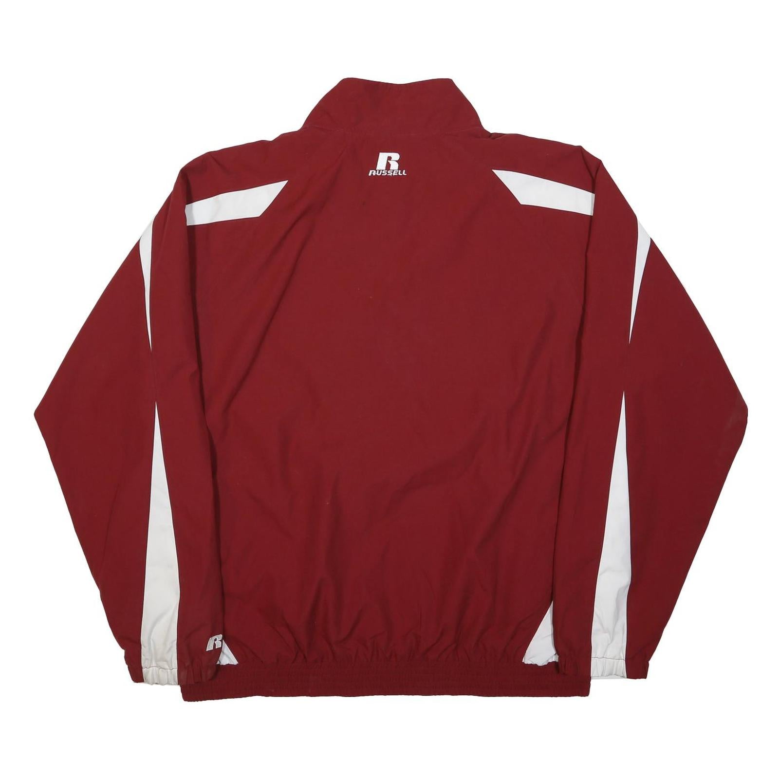 RUSSELL ATHLETIC Mens Maroon & White Track Jacket XL Polyester Zip Athletic
