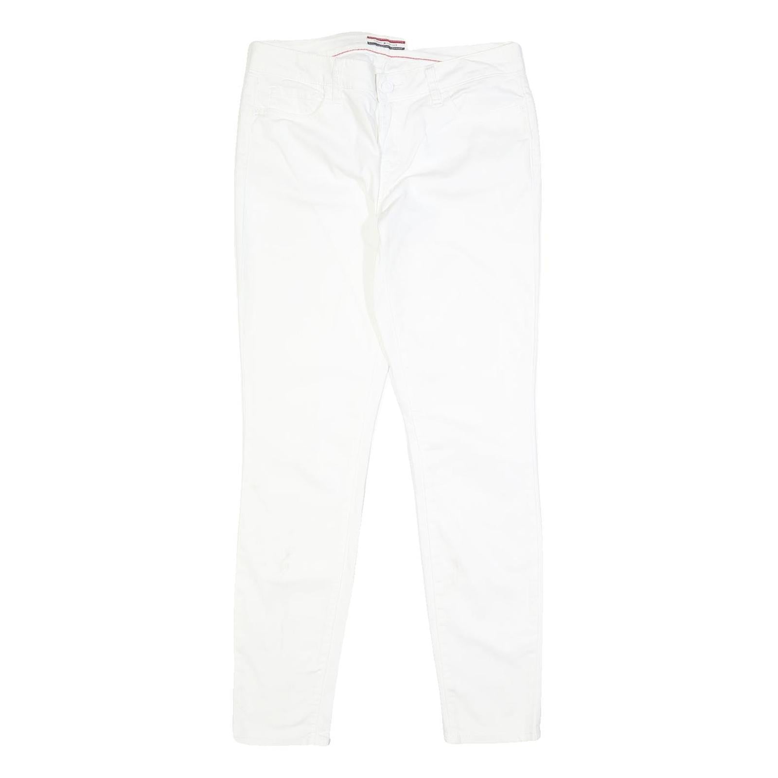 TOMMY HILFIGER Womens Slim White Denim Jeans W30 L29 Classic Zip Pocket