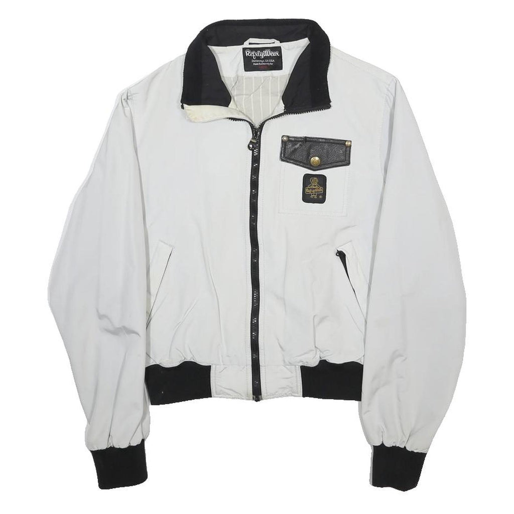 REFRIGIWEAR Womens White & Black Nylon Zip Jacket S Casual Lightweight Bomber
