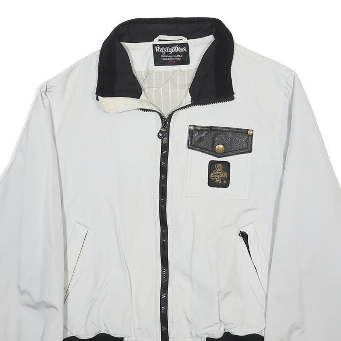 REFRIGIWEAR Womens White & Black Nylon Zip Jacket S Casual Lightweight Bomber