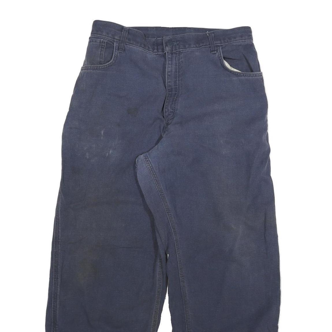 CARHARTT Mens Relaxed Blue Cotton Blend Trousers W32 L29 Workwear Casual Zip