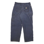 CARHARTT Mens Relaxed Blue Cotton Blend Trousers W32 L29 Workwear Casual Zip