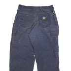 CARHARTT Mens Relaxed Blue Cotton Blend Trousers W32 L29 Workwear Casual Zip