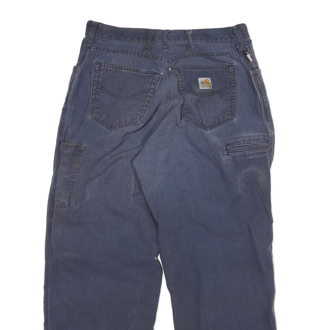 CARHARTT Mens Relaxed Blue Cotton Blend Trousers W32 L29 Workwear Casual Zip