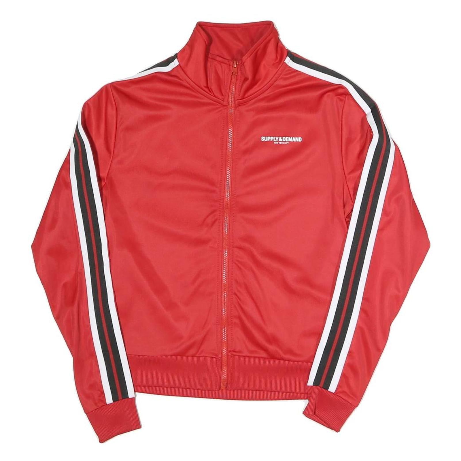 SUPPLY AND DEMAND Womens Red Polyester Blend Track Jacket UK 10 Stripe Detail