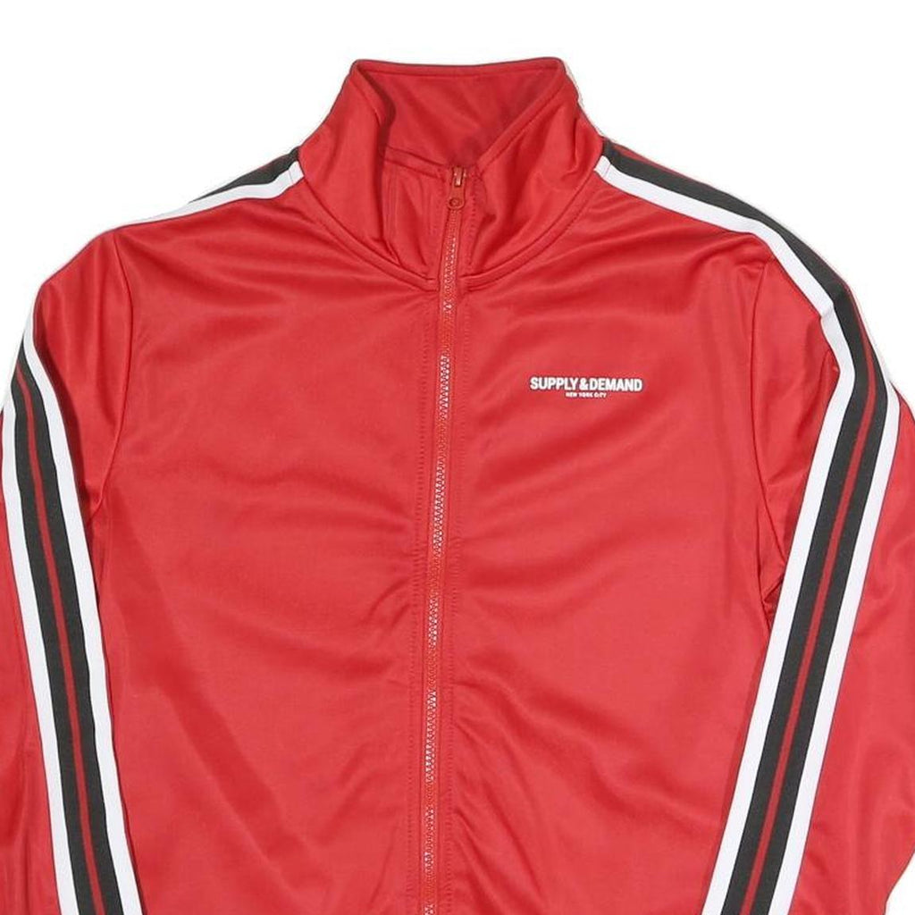 SUPPLY AND DEMAND Womens Red Polyester Blend Track Jacket UK 10 Stripe Detail