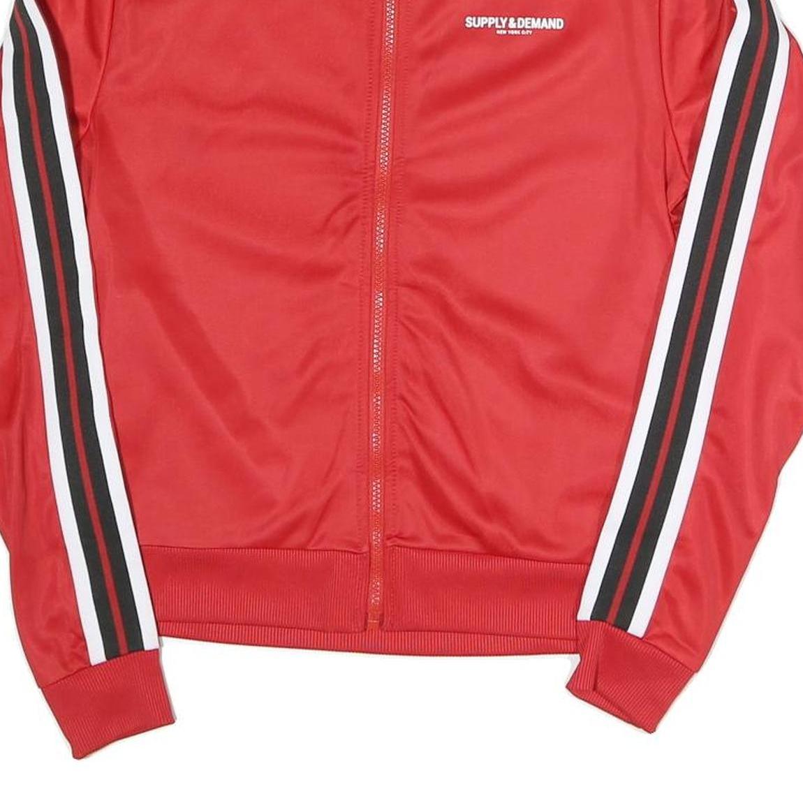 SUPPLY AND DEMAND Womens Red Polyester Blend Track Jacket UK 10 Stripe Detail