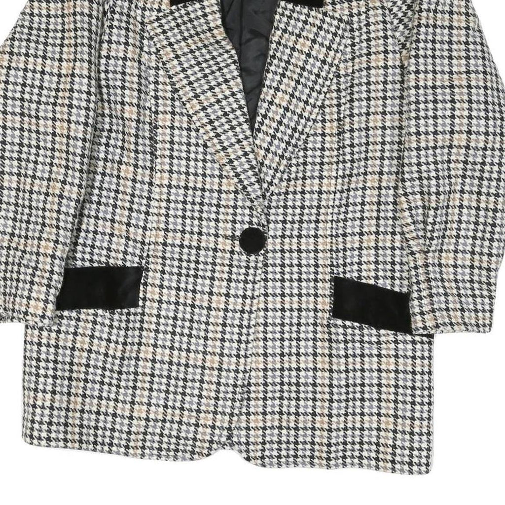 WOOLMARK Womens Black & White Houndstooth Wool Button Jacket M Woven Classic