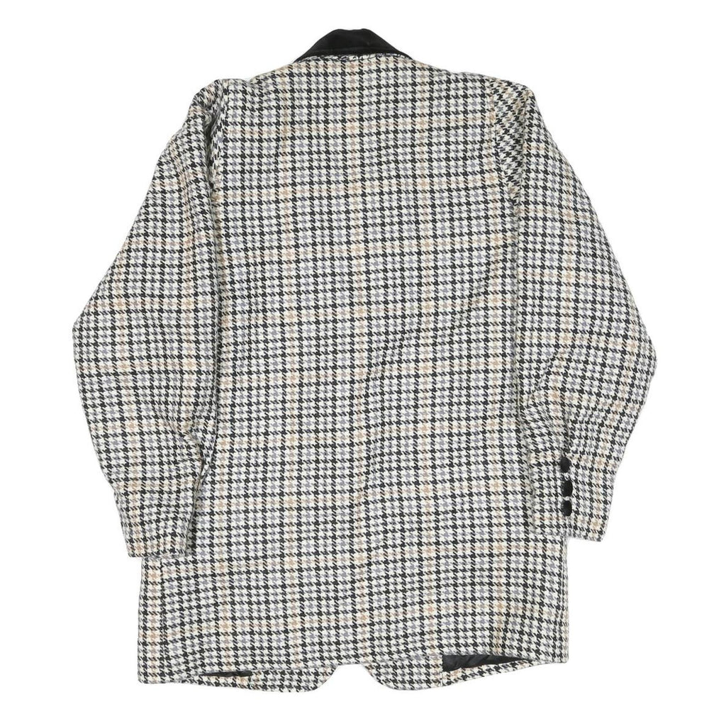 WOOLMARK Womens Black & White Houndstooth Wool Button Jacket M Woven Classic