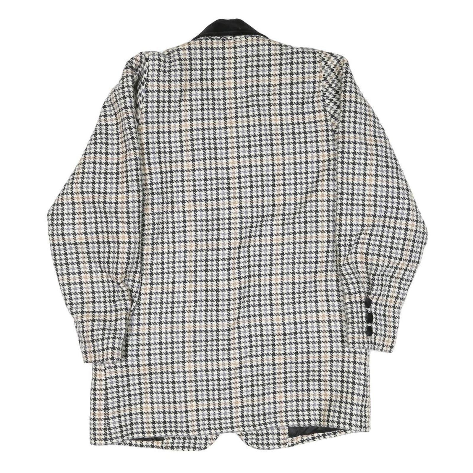 WOOLMARK Womens Black & White Houndstooth Wool Button Jacket M Woven Classic