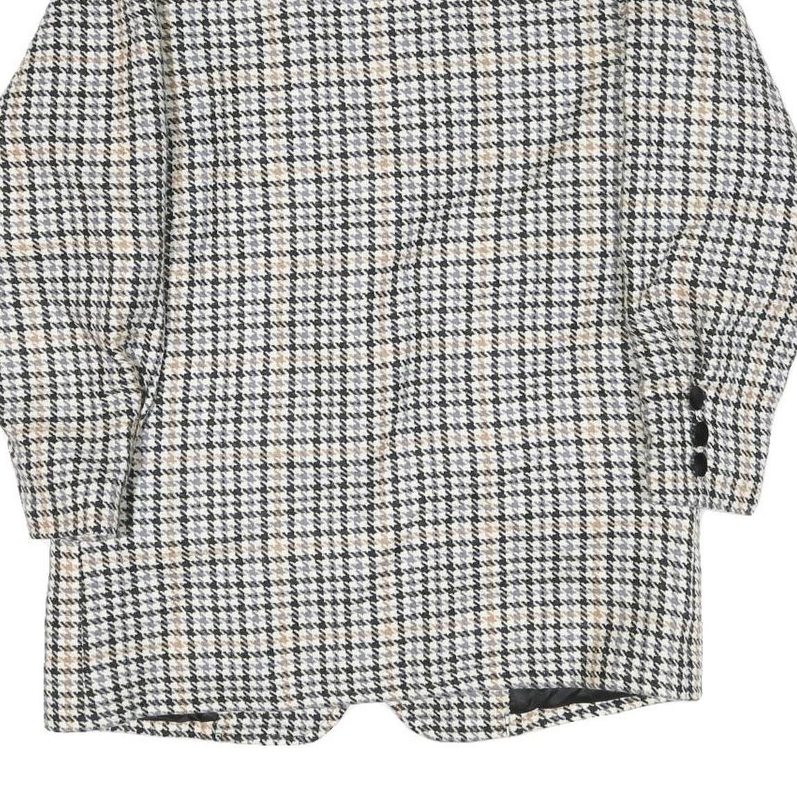 WOOLMARK Womens Black & White Houndstooth Wool Button Jacket M Woven Classic