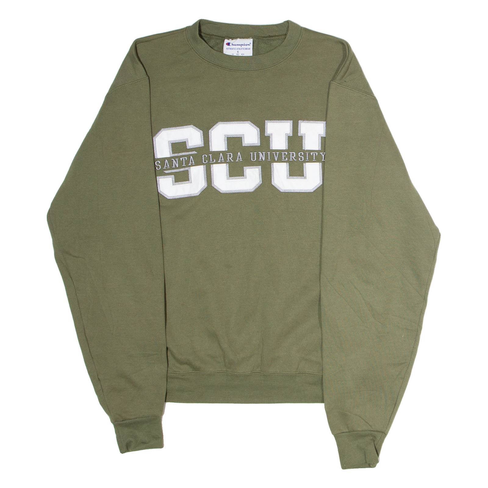 CHAMPION Santa Clara University Mens Sweatshirt Green Crew Neck USA S
