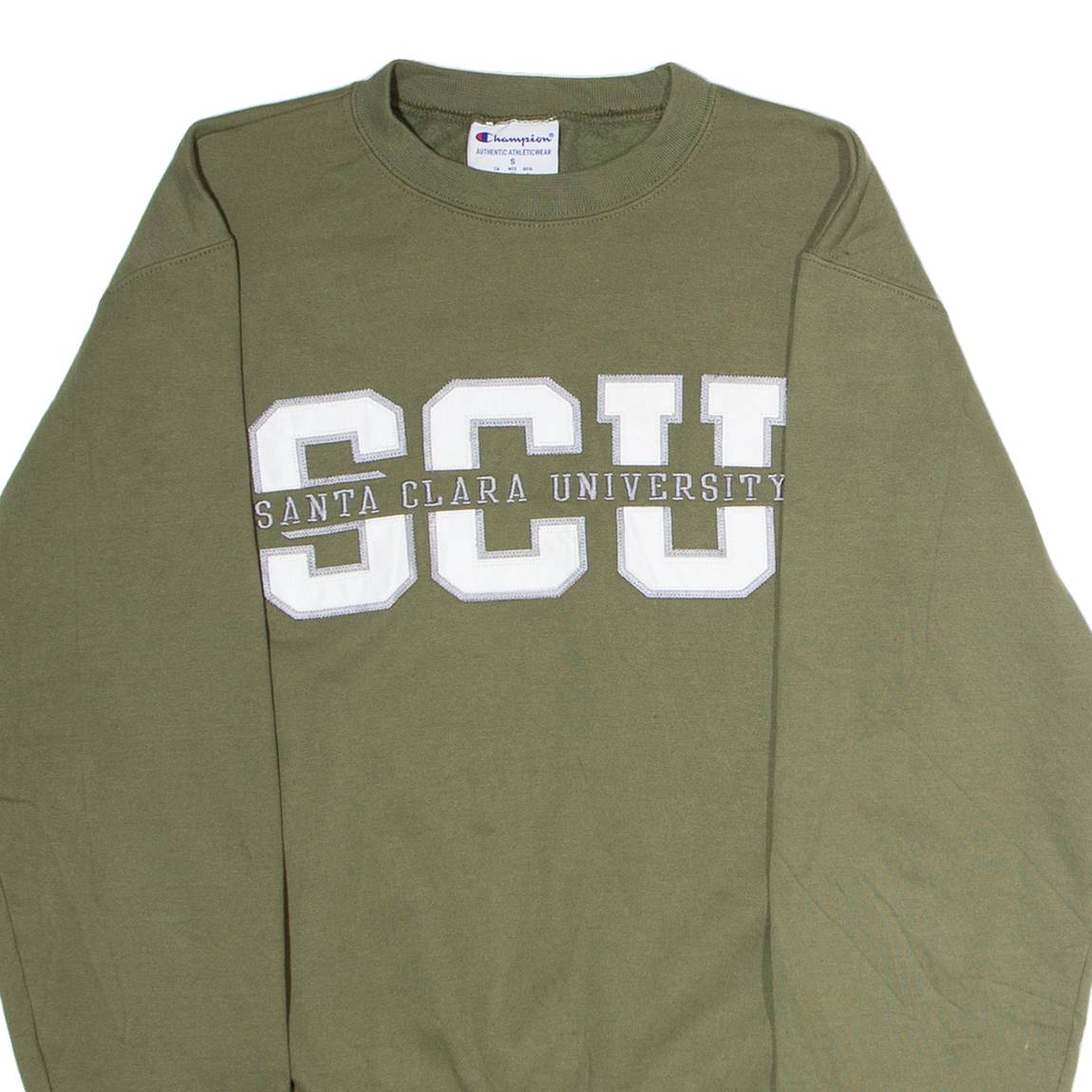 CHAMPION Santa Clara University Mens Sweatshirt Green Crew Neck USA S