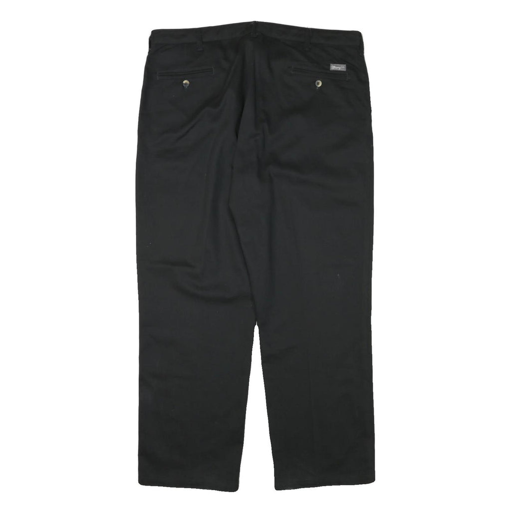 WRANGLER Mens Black Regular Fit Straight Leg Trousers W40 L30 Cotton Blend Zip